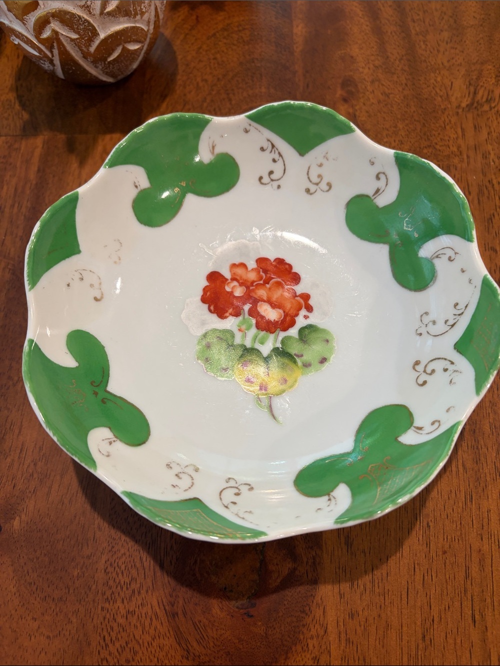 Vintage 50’s Floral Porcelain Footed Bowl Made in Japan - Picture 2 of 5